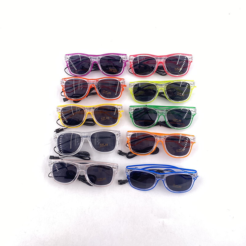 Neue 10 Farben leuchtende Dekor Kostüm Zubehör Neonlicht Sonnenbrille mit LED-Leucht brille leuchtet in dunkler Leistung