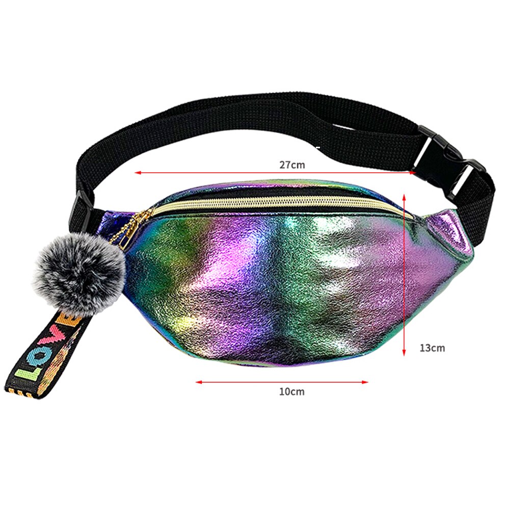 Vrouwen Taille Fanny Pack Sequin Glitter Kleur Riem Bum Bag Pouch Hip Purse Messenger Bag Reizen Sport Borst tassen: Rood