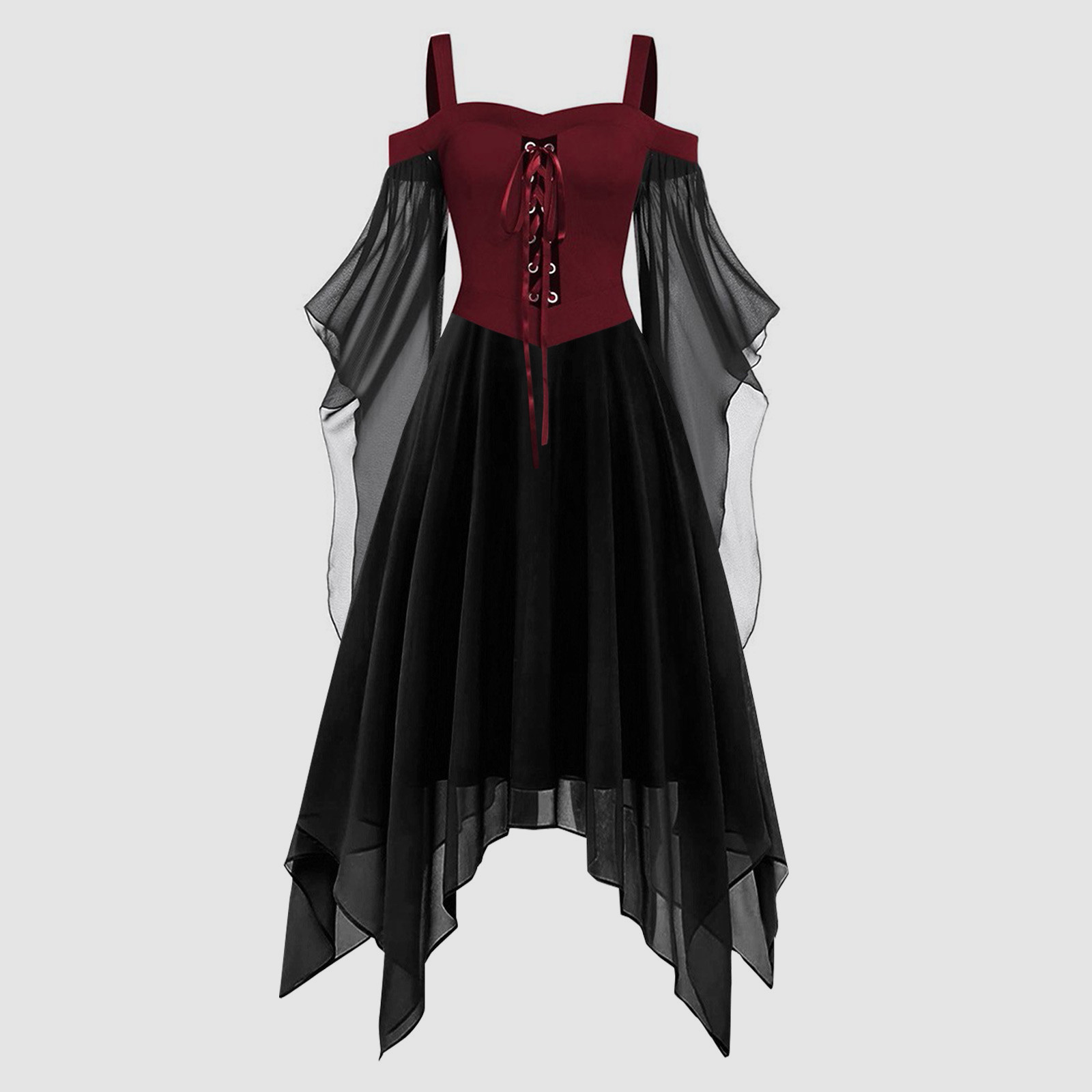 Cocktail Dresses For Women Gothic Style Gothic Clothes for Men Midevil Gothic Dresses for Women: XXL / Claret