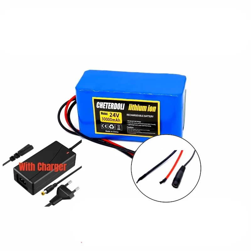 24V 30Ah 7S3P 18650 Li-Ion Battery Pack Lithium Batteries for Electric Motor Bicycle Ebike Sccooter Toys Drill With 2A Charger: Gold