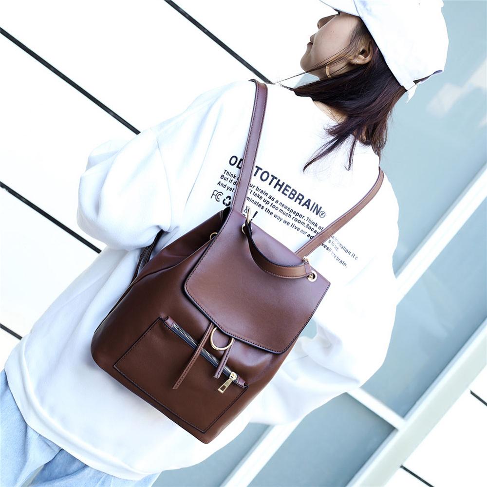 Women Travel Backpack Soft PU Leather Backpack Girls School Bags Teenager Leisure Shoulder Bag