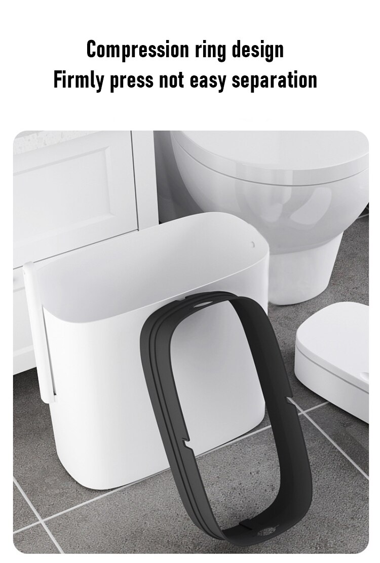 12L Smart Trash Can Bathroom Waste Bin One-click Garbage Bin Trash Bag Holder In The Kitchen with Brush for Toilet Narrow Seam