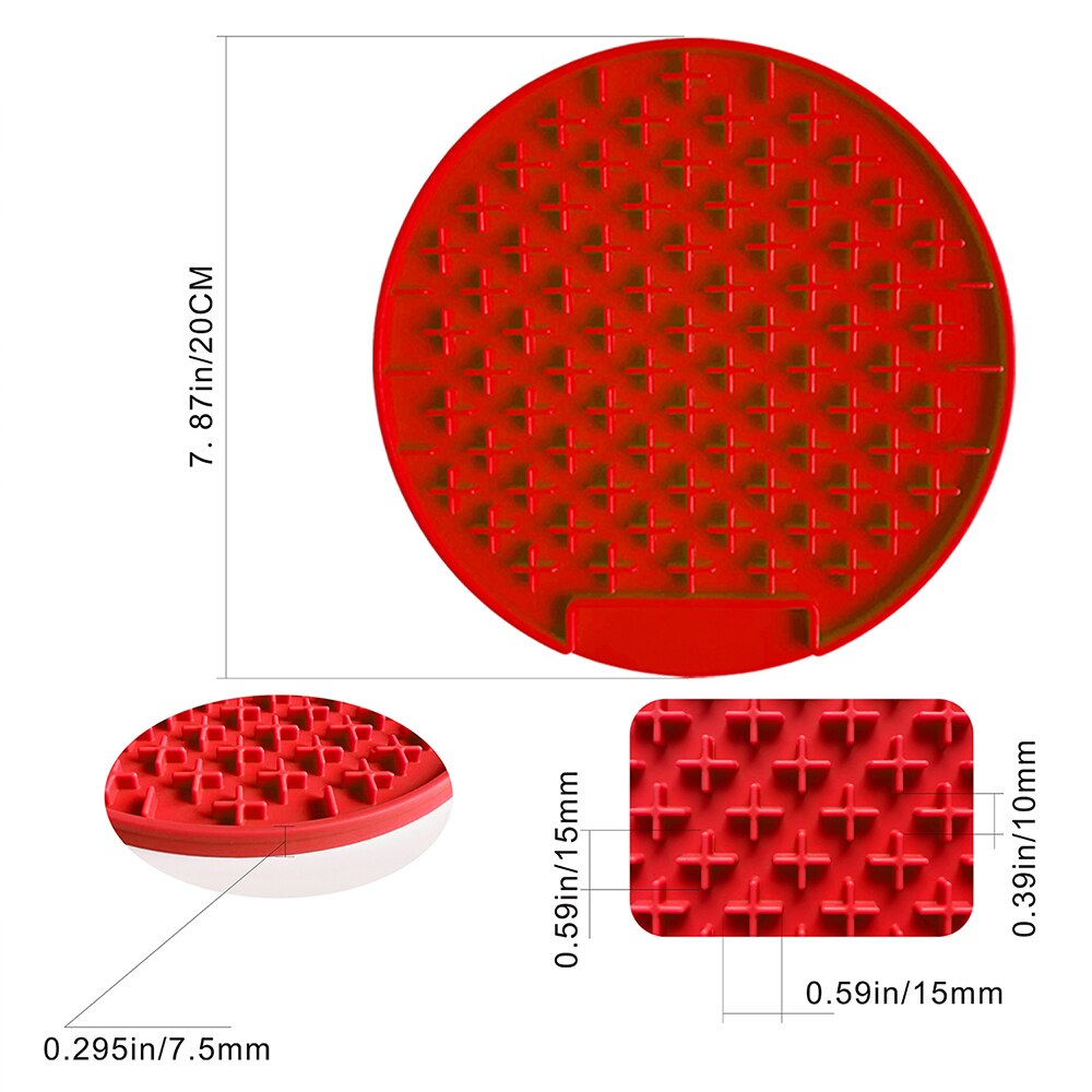 Mat For Dogs Cats Slow Food Bowls Pet Dog Feeding Food Bowl Silicone Dog Feeding Lick Pad Dog Slow Feeders Treat Dispensing#: round red