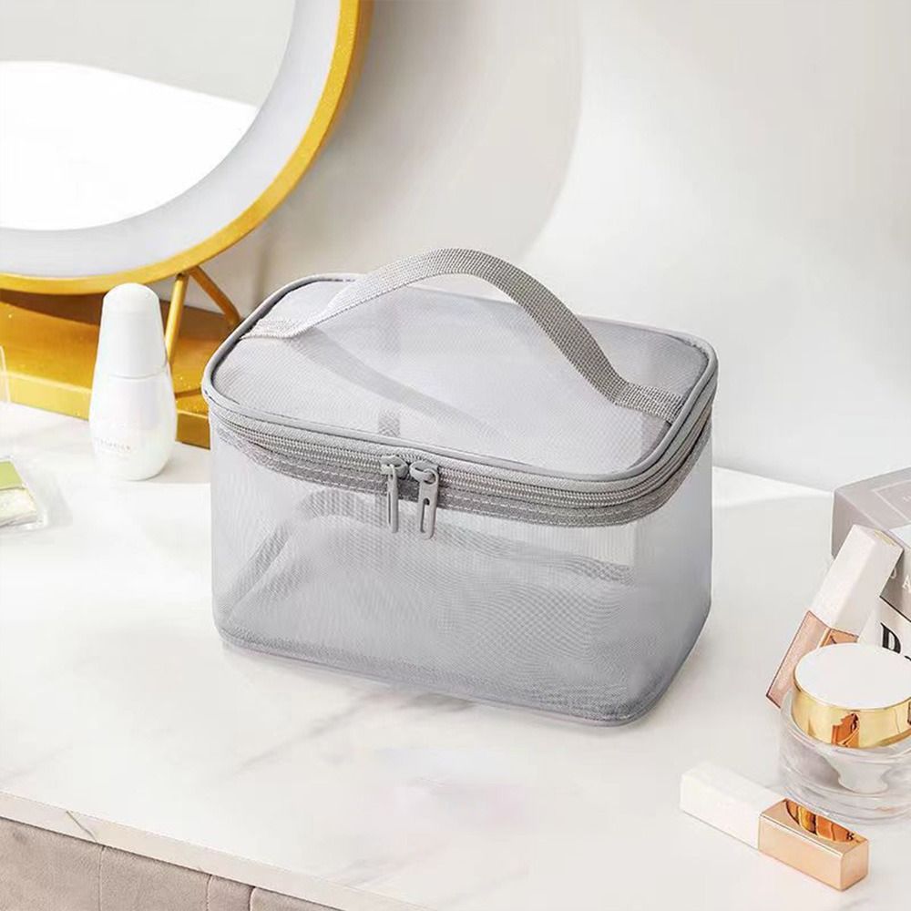 Women's Transparent Mesh Travel Cosmetic Bag Makeup and Toiletries Kit Storage Bag Make Up Organizer Bag: Clear