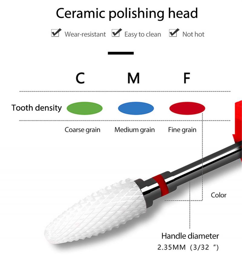 1 stk keramisk neglebor til elektriske manicure boremaskiner maskine neglefile buffere polerhoved nail art udstyr tilbehør
