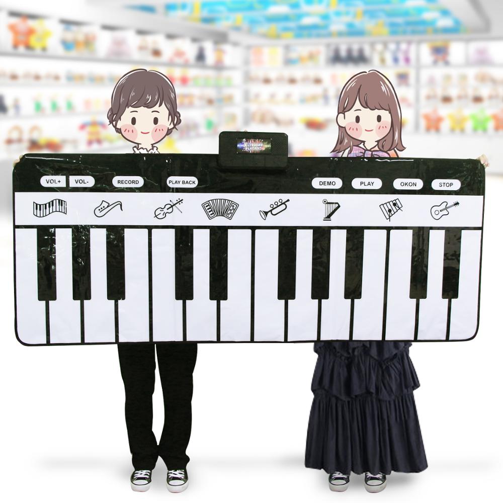 180 x 72cm elektronisk musikalsk tæppe sort og hvidt tastatur børn, der spiller klavermåtte baby legemåtte tæppe tidligt undervisningslegetøj