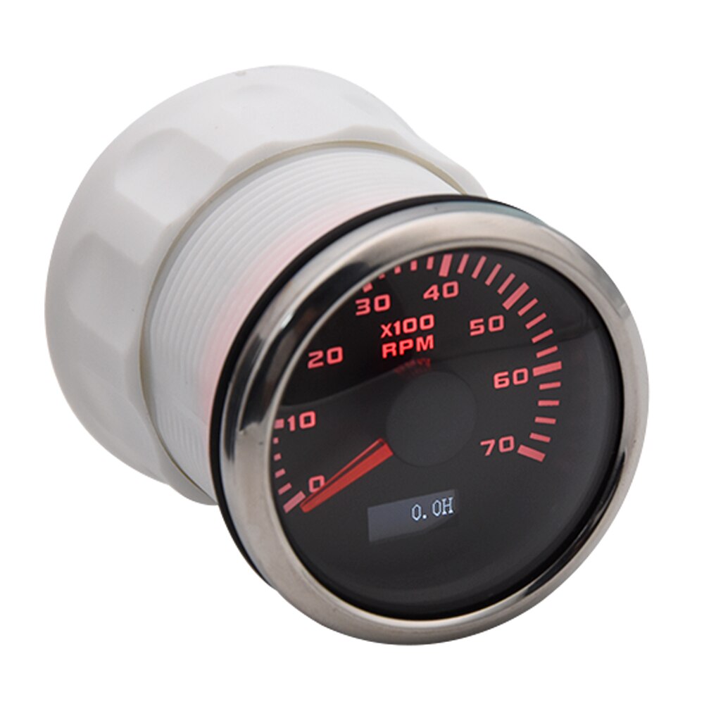 Tacómetro de 52mm, medidor de 7000RPM con luz trasera roja para coche y barco, 9-30V