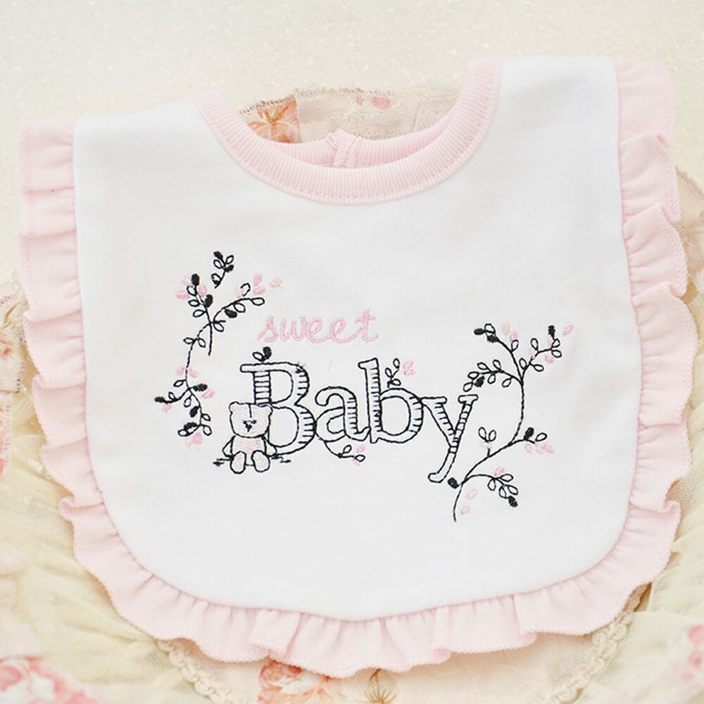 Schattige Baby Slabbetjes Katoen Roze Geborduurde Speeksel Handdoek Zacht Zuigeling Pasgeboren Burp Doeken Herbruikbare Dubbele Laag Baby Bandana Kleding: D