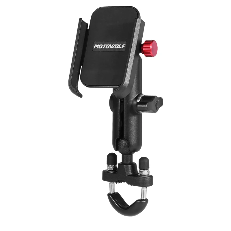 Universele 12-24V aluminium stuur motorfiets fiets mobiele houder met USB-oplader Moto achteruitkijkspiegel mobiele telefoon standhouder: YELLOW