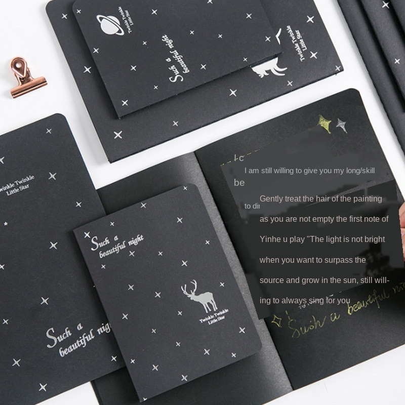 Blank Black Paper Sketch Book Notebook Black Inner Page Book Painting Drawing DIY Graffiti Paper School Art Supplies