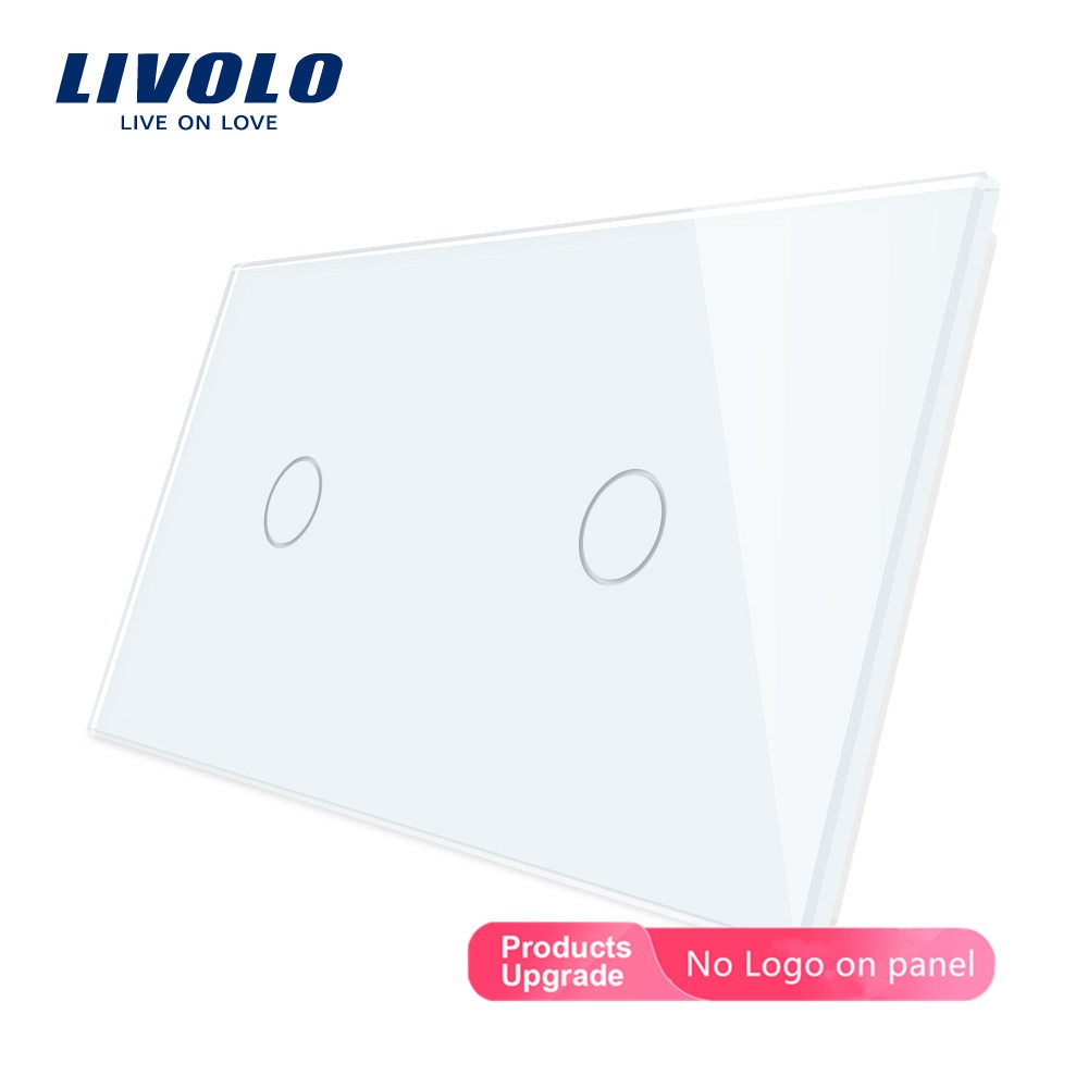 Livolo Luxe White Pearl Crystal Glass, 151Mm * 80Mm, Eu Standaard, dubbele Glass Panel Voor Muur Schakelaar, VL-C7-C1/C1-11