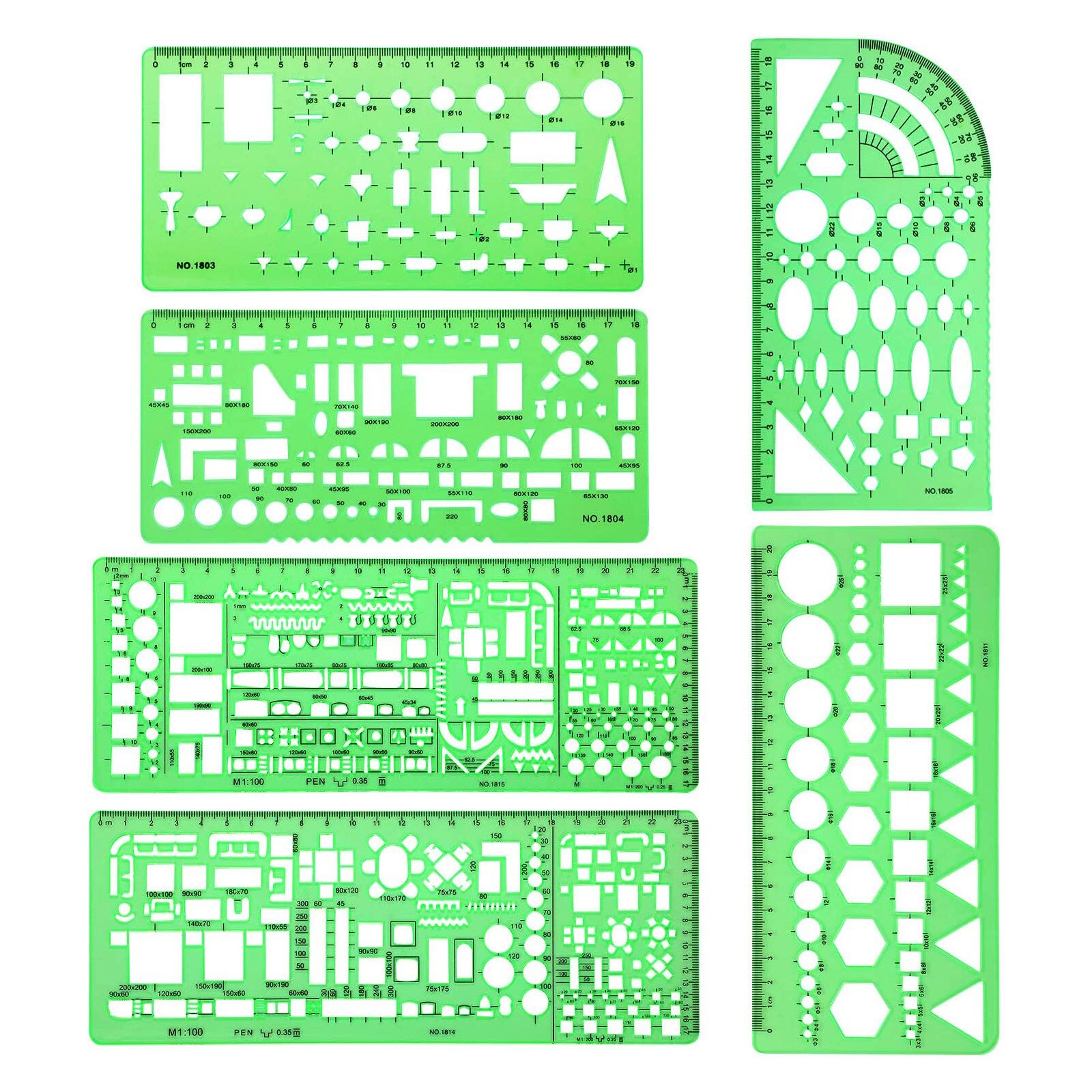 6 stk linjaler arkitekt flerbruks tegning mal sett hus plan interiør og møbler tegning verktøy linjal h-beste