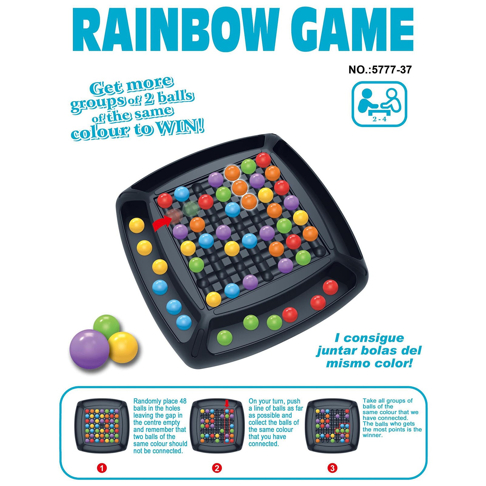 2-In-1 Regenboog Bal Eliminatie Concentratie Bead Training Bordspel Voor Kinderen Regenboog Bal Matching Game Speelgoed