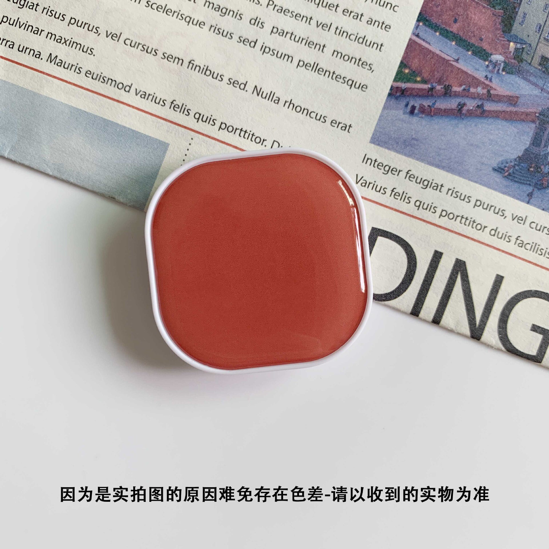 Solid Color Square Phone Holder Foldable Tablet Stand Socket Finger Fit Easy Grip Universal for iPhone 11 X XR Xiaomi note 9 pro: N06 Coral