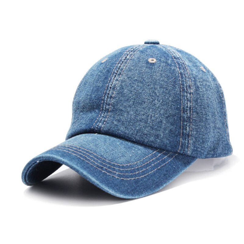 Unisex Denim Baseball Cap Blank Washed Jean Hat Casquette Adjustable Snapback Hats Caps For Men And Women Sun Caps: Blue