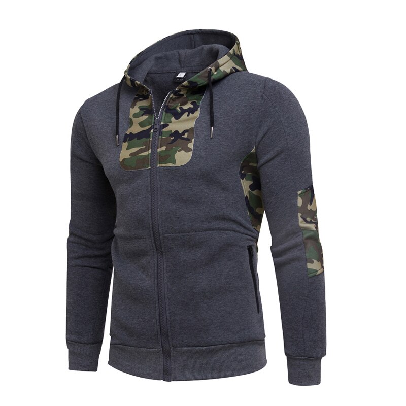 Outdoor winter antumn Men\'s army green camouflage fleece cardigan sports jogging training leisure coat teenagers