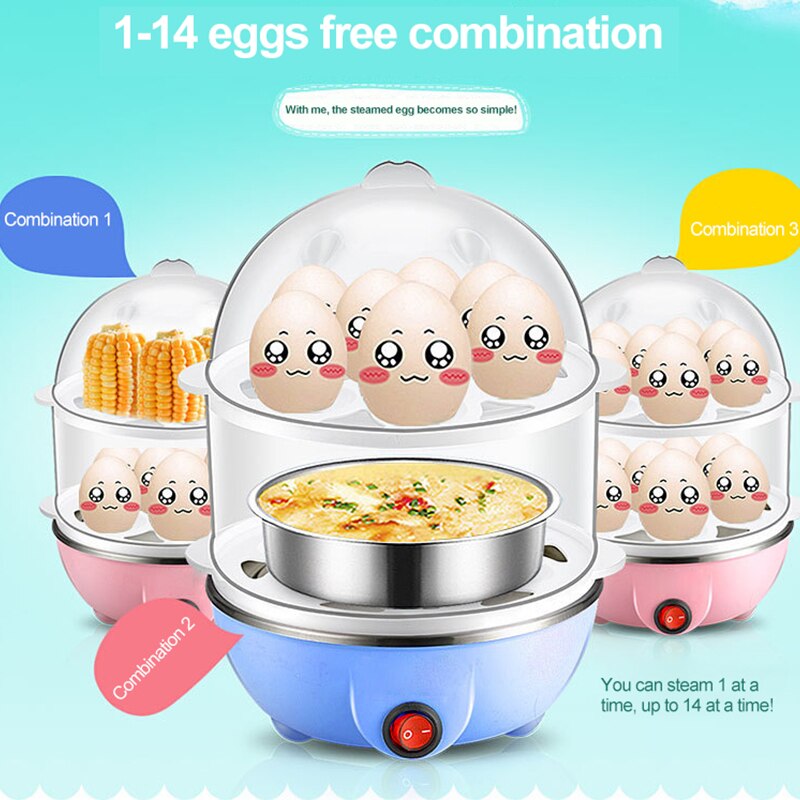 DMWD Multifunction Mini Egg Omelette Pancake Electric Non-Stick Fried Steak Frying Pan Boiled Eggs Boiler Cooker Food Steamer EU