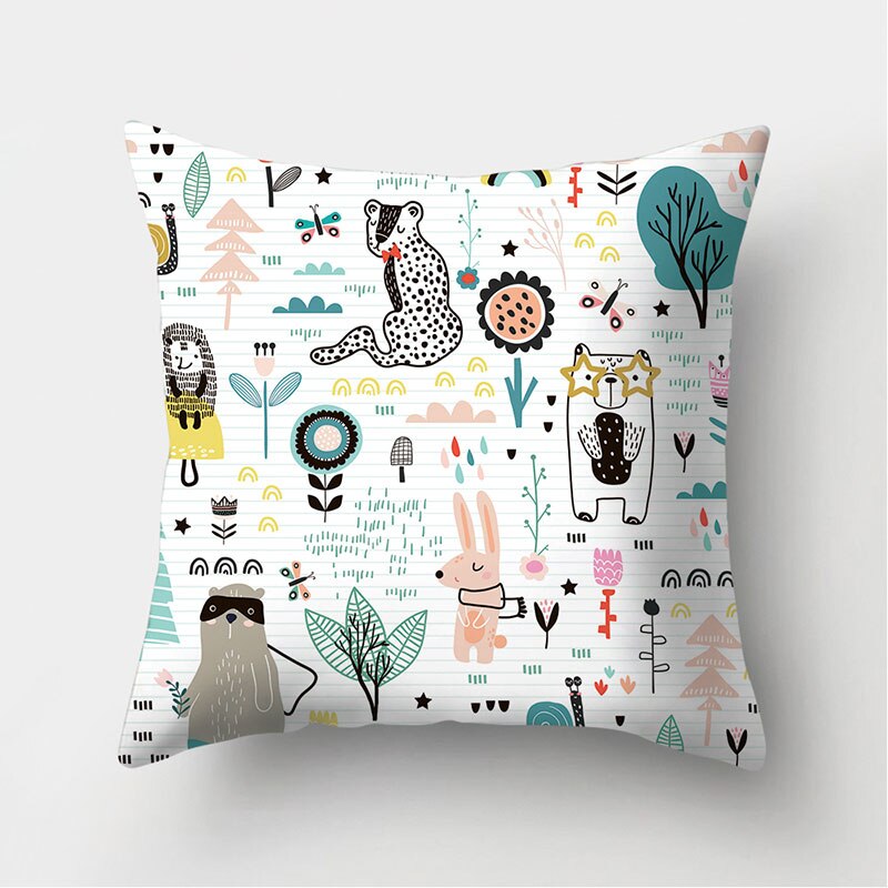 Dinosaurie alpacka panda räv dekorativa kuddar örngott polyester kuddfodral kudde soffa dekoration kuddfodral 40946: 2bz-40946-008