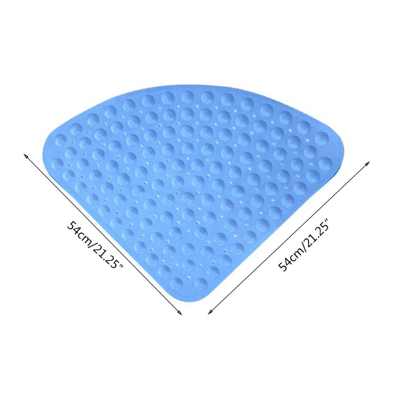 Alfombrilla de ducha de esquina antideslizante en forma de abanico, alfombrilla de baño de Sector de plástico, alfombrilla de suelo de baño, reposapiés con ventosa, agujeros de drenaje