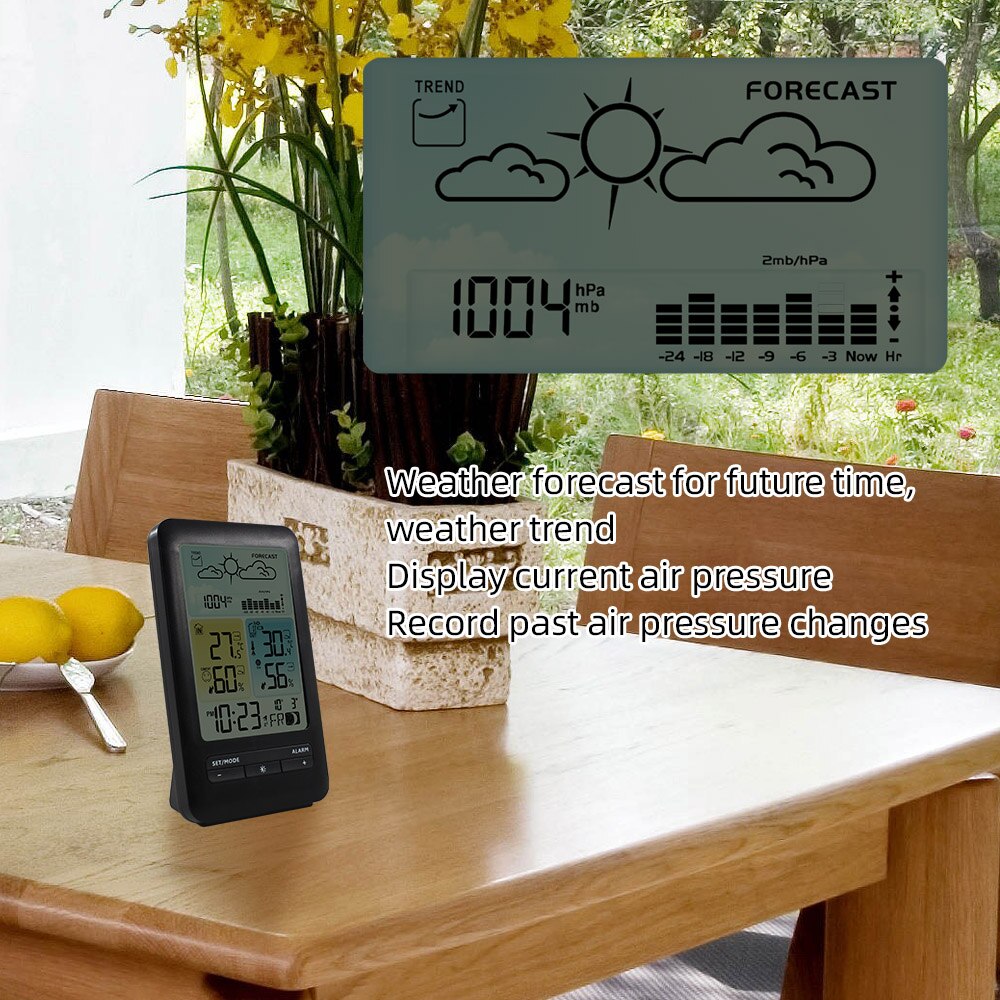 FanJu Digital Alarm Clock Weather Station Temperature Humidity Meter Barometor with Wireless Outdoor Sensor FJ3395D