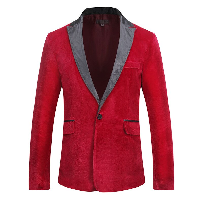 Paars Fluwelen Pak Blazer Mannen Brand Slim Fit Single Button Mens Blazer Jacket Zaken Formele Jurk Blazers Voor mannen: red / Xl