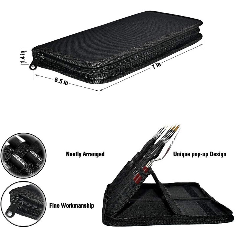 Paint Brush Set, 9Pcs Miniature Brushes Painting Kit Ergonomic Triangular Handle for Acrylic, Watercolor, Oil