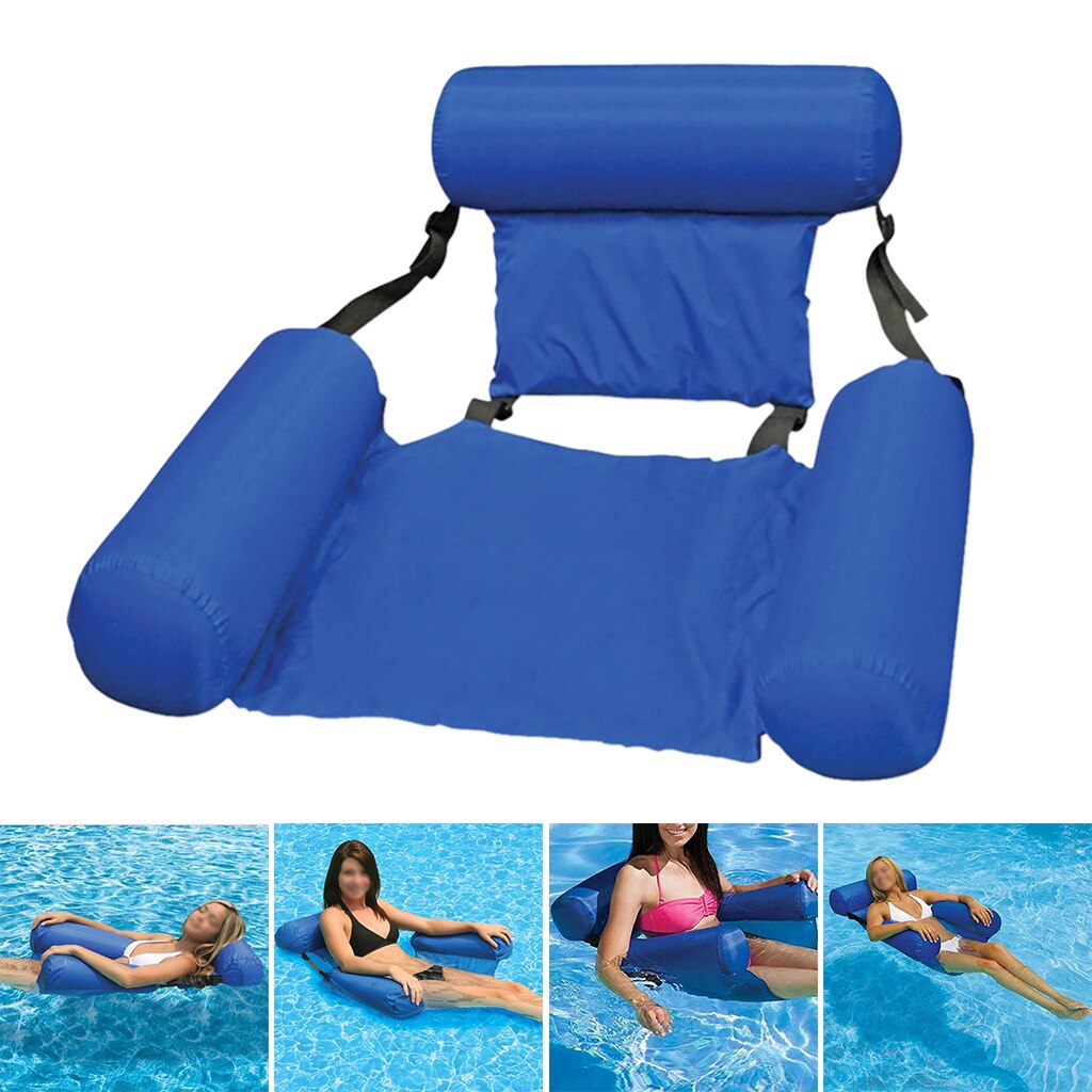 Colchón inflable plegable de PVC para piscina, hamaca de agua, colchón de aire, cama para deportes acuáticos de playa, tumbona, silla: Blue