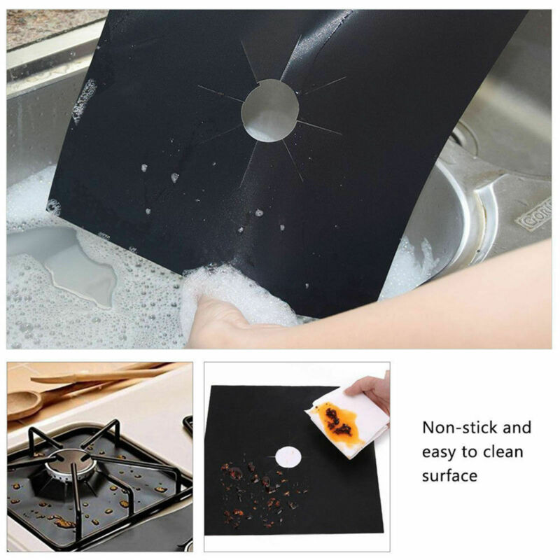Protecteurs de poêle à gaz revêtement de couverture | Ensemble de 4 pièces/ensemble de cuisinière à gaz, feuille d'aluminium, protection de tapis propre de cuisinière, protection de Stovetop, accessoires de cuisine