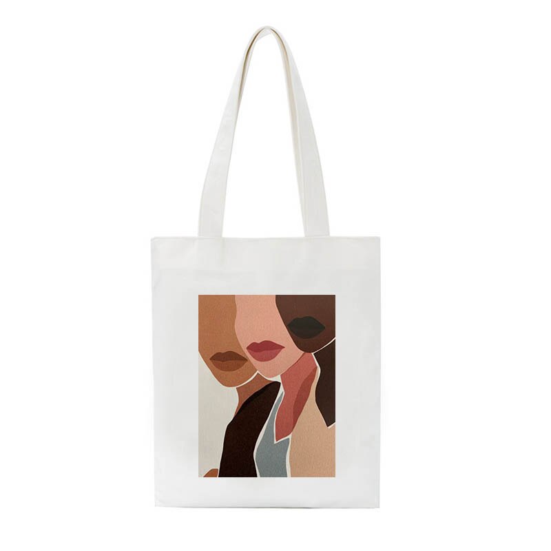 Korea vintage kunst afslappet sjovt trykt harajuku stor kapacitet kvindelige ins abstrakt lærred smarte lynlås skuldertasker: 3