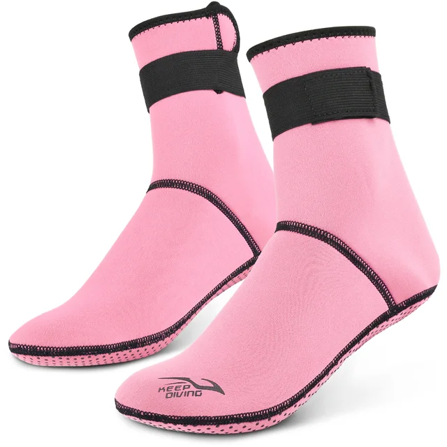 Calcetines de buceo acuático de playa de neopreno de 3 mm: botas térmicas y antideslizantes para rafting, snorkel, vela, natación: XXL / Rosa