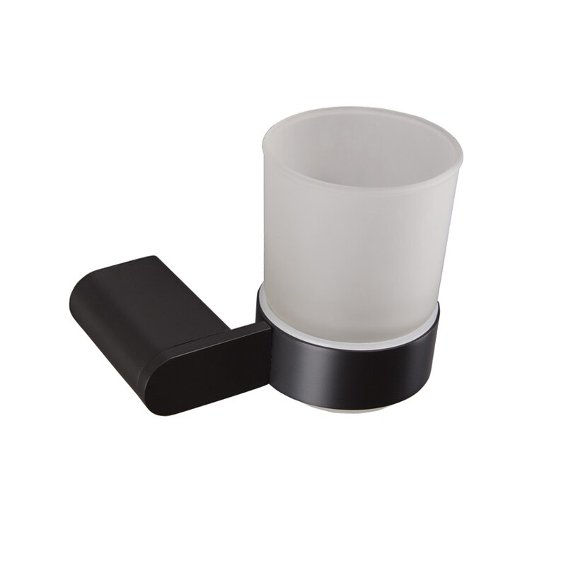 Stainless Steel Cup Tumbler Holders Matte Black Glass Cup Holders Wall Mounted Toothbrush Tooth Cup Holders Bathroom Hardware: 1 pcs