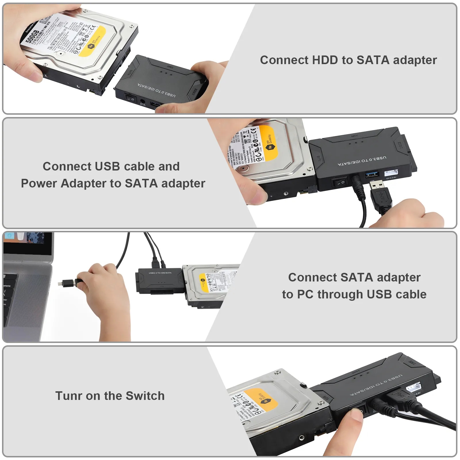 Adaptateur SATA IDE vers USB 3.0, convertisseur de câble pour disque dur SATA IDE HDD 2.5/3.5 pouces, Support 6 to pour ordinateur portable