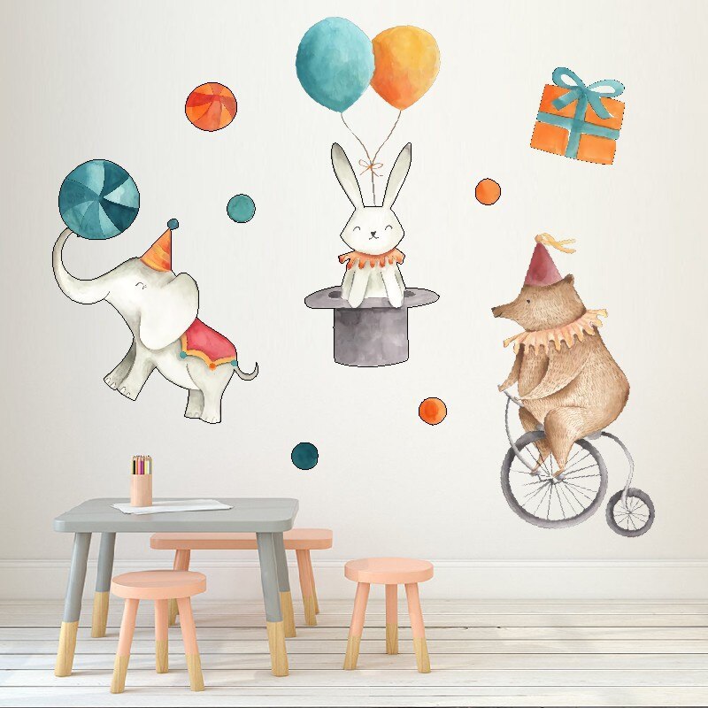 Cartoon Grappig Acrobatische Dieren Muurstickers Voor Kinderen Kamers Decor Nursery Babykamer Milieuvriendelijke Muurstickers Home Decoratie