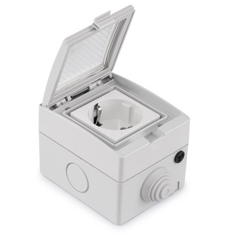 Wall Socket Waterproof Surge Protector Electric EU Plug Schuko Outlets European Flame Retardant UV Resistant PC Material 10A