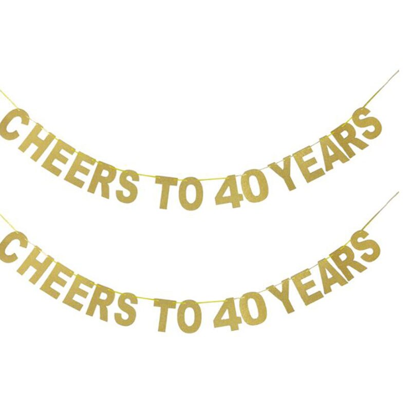Gold Glitter Banner Cheers To 30 40 50 60 70 Years Letter Birthday Party Banner Garland Wedding Celebration Decoration: 02