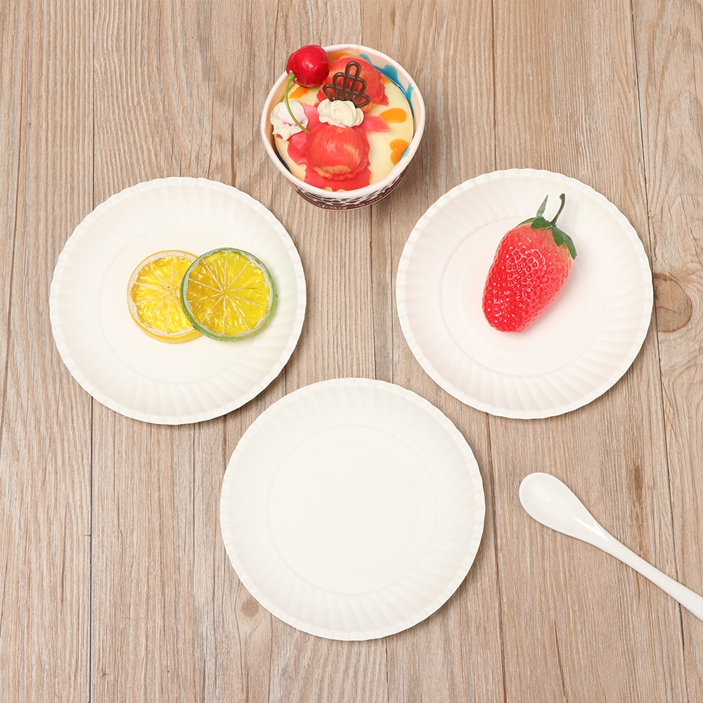 14/15.5/18/23 Cm Wegwerp Borden Wit Papier Disc Kids Verjaardag Platen Baby Shower Wedding Party Cake Pan effen Servies Suppl