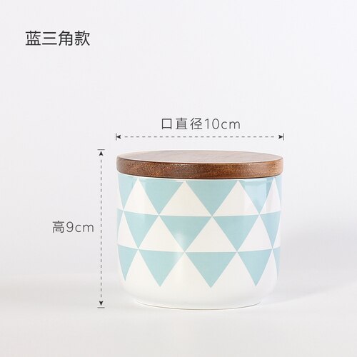 Europæisk keramisk stribet lufttæt krukke enkel geometrisk sort med låg hjem opbevaring kaffe snack te krukke store køkkenforsyninger: G-lille