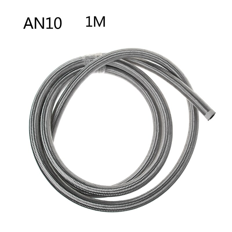 1M Stainless Steel Braided Brake Gas Oil Fuel Line Hose AN4 AN6 AN8 AN10 E7CA