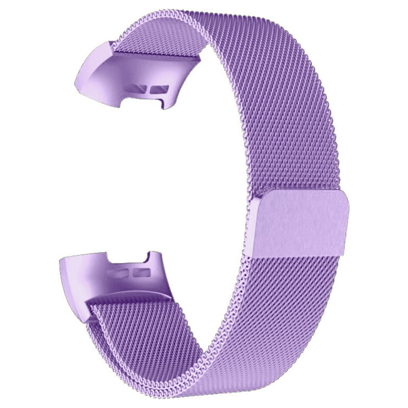 Magnetisk rem til fitbit charge 3 4 smart urbånd metal rustfri magnetisk rem armbånd erstatning sport ur rem: Lilla / L