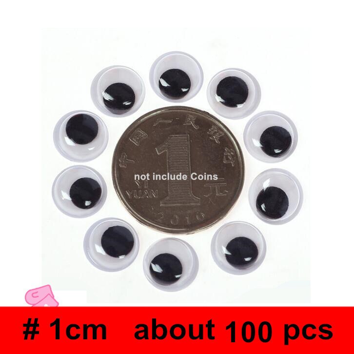 movable self-adhesive eyes hand DIY with eyelash beads attached black white eye clay accessories kid hand material BS93: BS93-Black-1cm