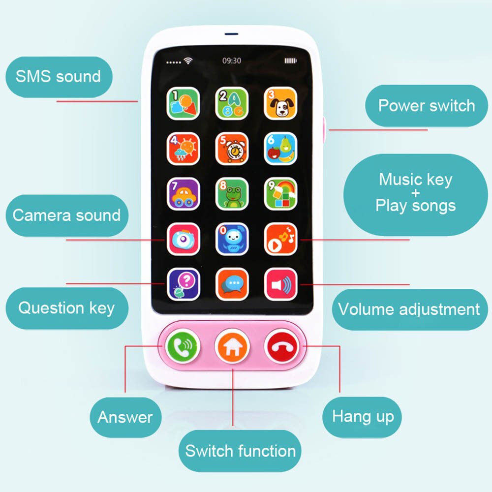 Juguete de simulación de bebé para teléfono móvil, canciones musicales de aprendizaje para teléfono móvil, juguetes educativos para niños con sonido de animales