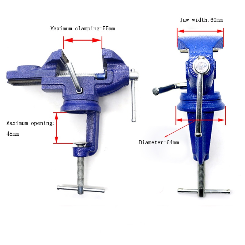 60mm 360 Degree Rotatable Mini Table Vise Cast Iron Universal Vise Multi-functional Flat Pliers Manual Bench Clamp