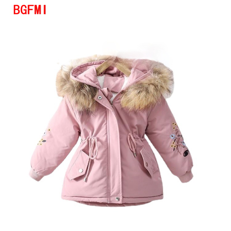 2-9Y Winter Mantel Kleinkind Mädchen Winter Kleidung Winter Plus Samt Dicken Parka Mädchen Rosa Kuchen Zu Überwinden Baumwolle Mit Kapuze Jacke