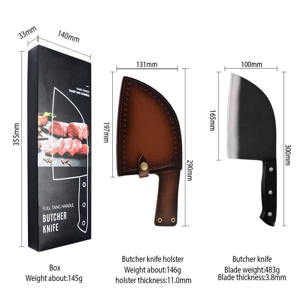 Damask Chopper Knife High Carbon Steel Kitchen Cleaver Knife For Home Kitchen And Restaurant With Full Tang Handle Box Case: 3 pcs set 2