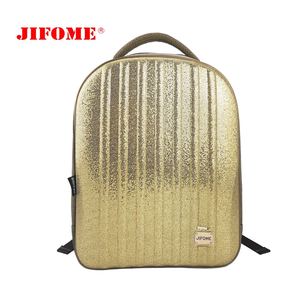 JIFOME-Mochila brillante de 15 pulgadas para mujer, bolso escolar para chicas adolescentes, de carcasa dura de EVA, brillante, de lujo: GOLD