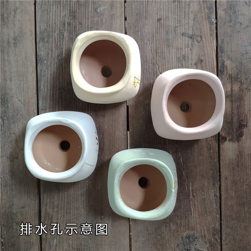 Cartoon Flower Pot Hand-Painted Plant Pot Succulents Pot Desktop Potted Home Decoration