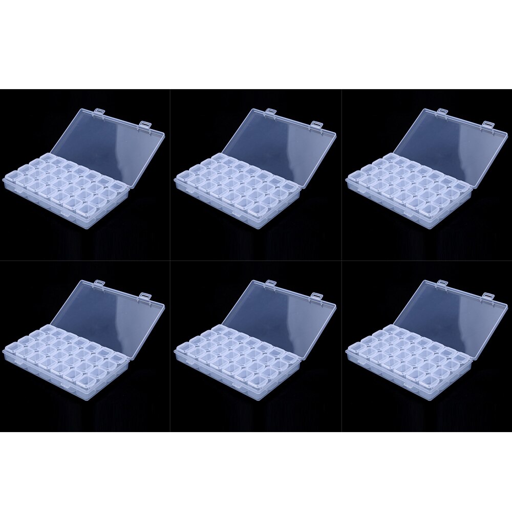 Caja de celosía 5D para manualidades, accesorios de herramientas de pintura de diamantes, Kits de contenedores de cuentas, organizador de almacenamiento, caja de partículas pequeñas, para el hogar, 64 Uds.: 6X28 grid