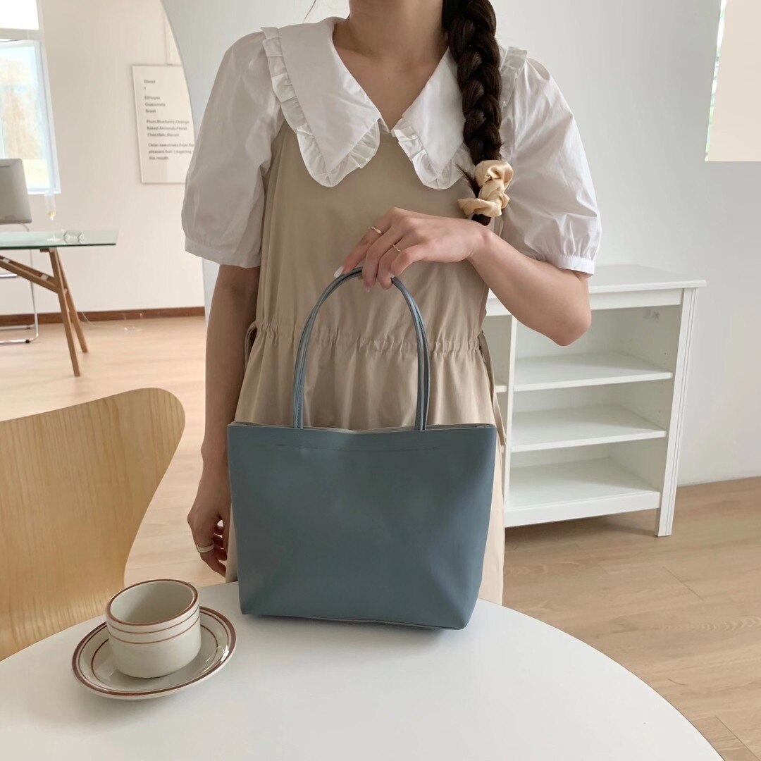 Zachte Pu Lederen Dames Schoudertas Grote Capaciteit Geweven Hand Strap Handtas Vrouwelijke Composiet Tas Portemonnee En Handtas Groen Tote ba: Sky Blue