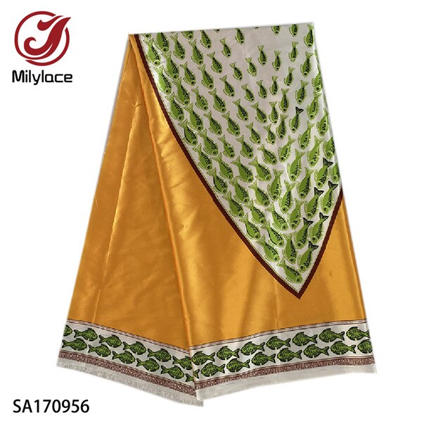 africain impression satin tissu 5 yards Ankara impression numérique satin tissu brillant tissu lisse pour vêtements SA170953-60: SA170956