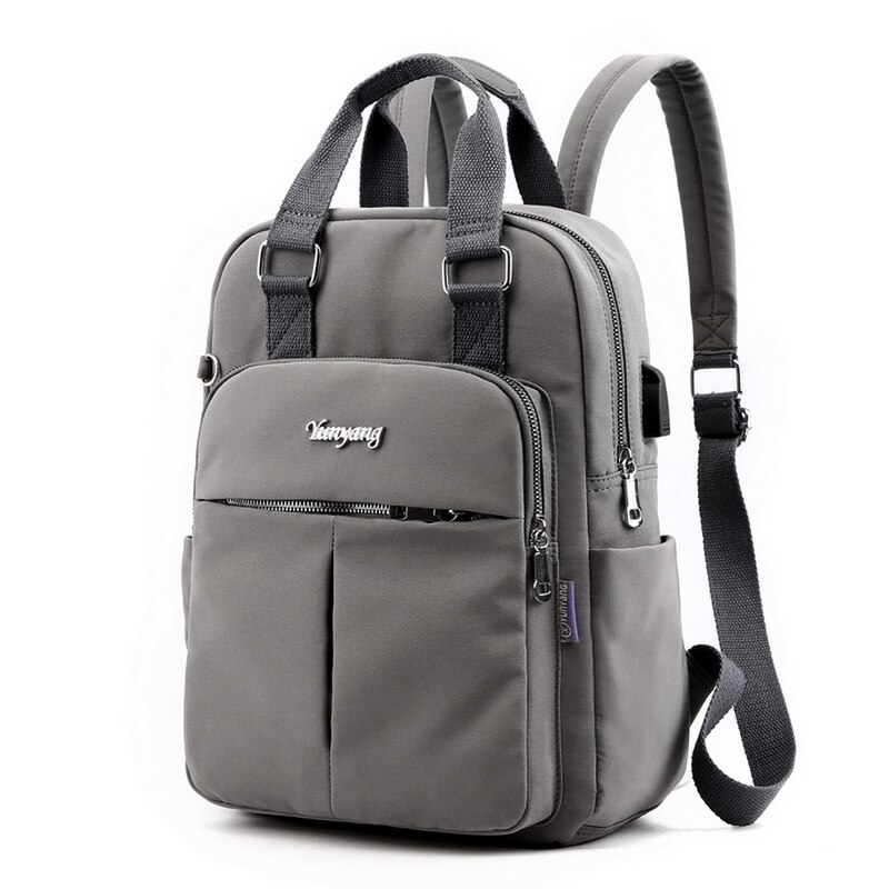 USB charge femmes sacs à dos solide couleur Simple sac d'école adolescent filles sac à dos Portable femmes poignée sac rose: Dark Gray